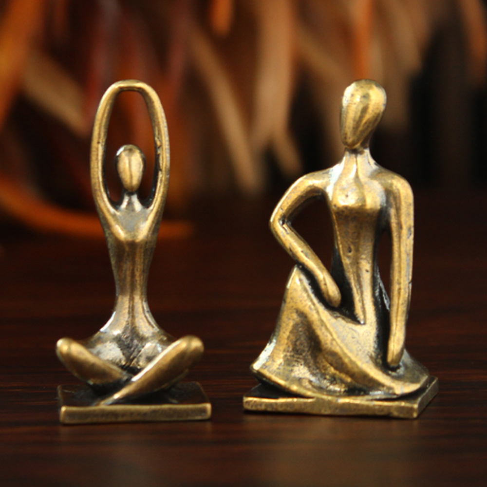 Art Craft New Year - Nordic Style Brass Yoga Girl Statue