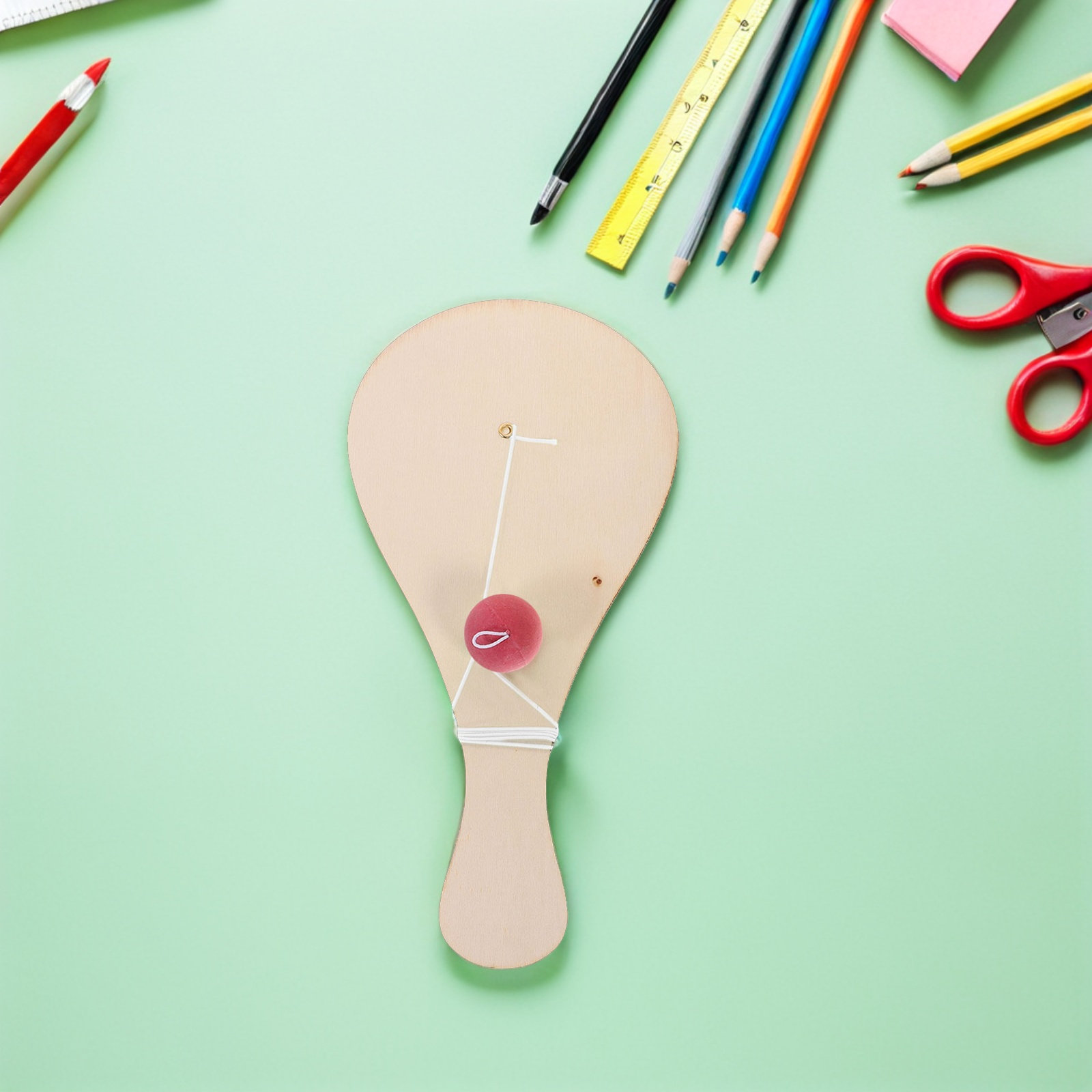 Art Craft Toddler - 10Pcs Blank Wooden Paddle Ball Game