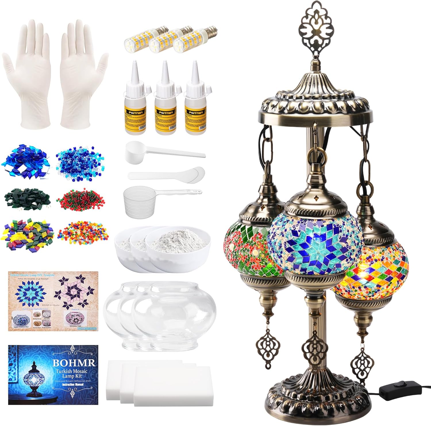 Art Craft Us - DIY 3 Globe Turkish Mosaic Lamp