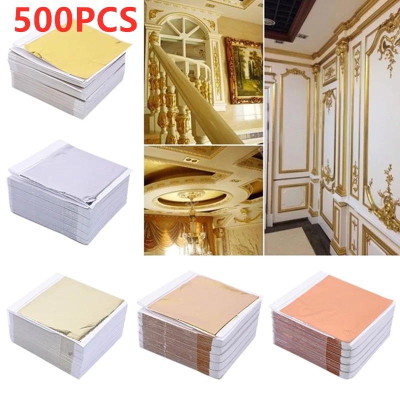 Art Craft With Leaves - 500 Sheets Imitation Gold Silver Foil