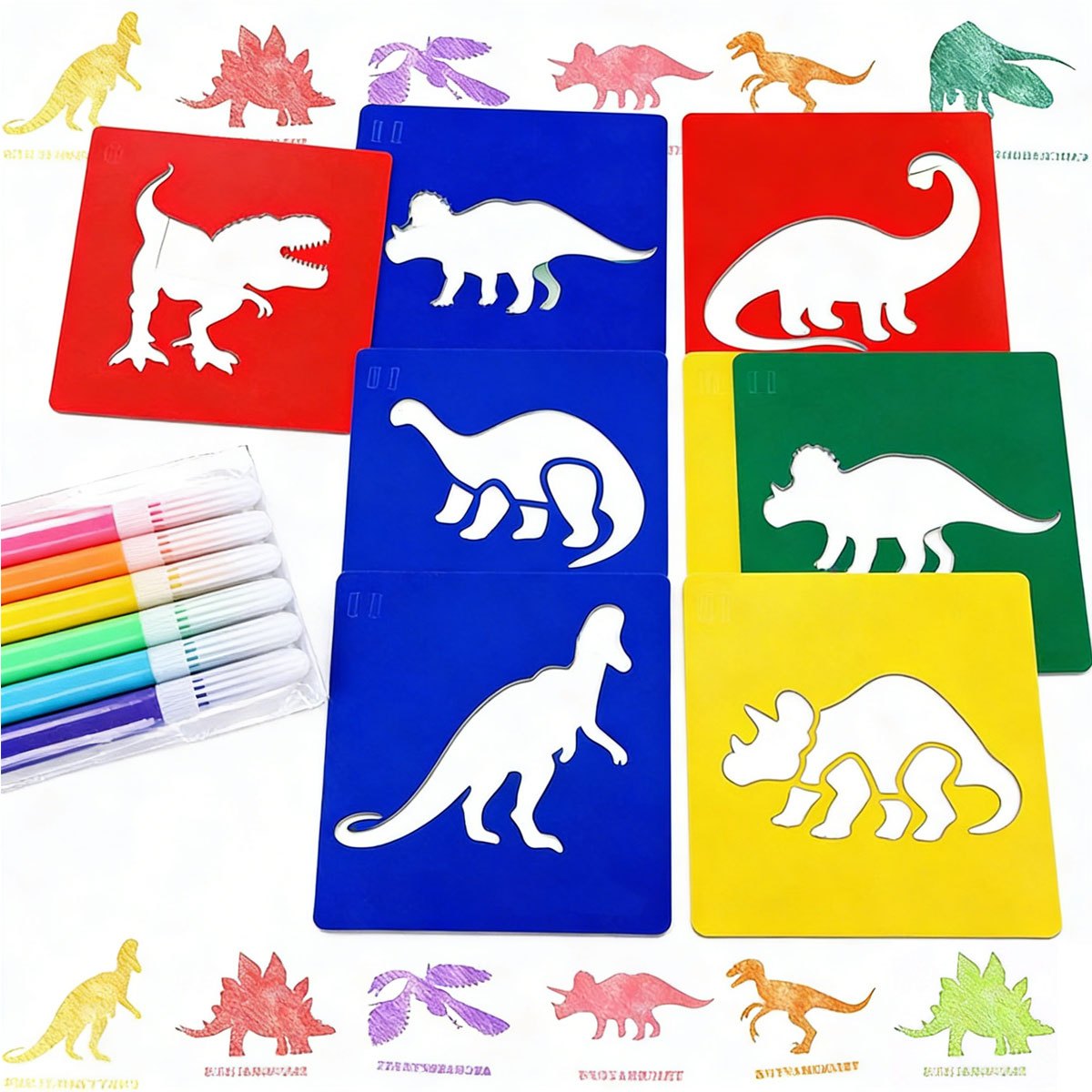 6Pcs Dinosaur Painting Stencil - Art Craft Dinosaurs recension och pris