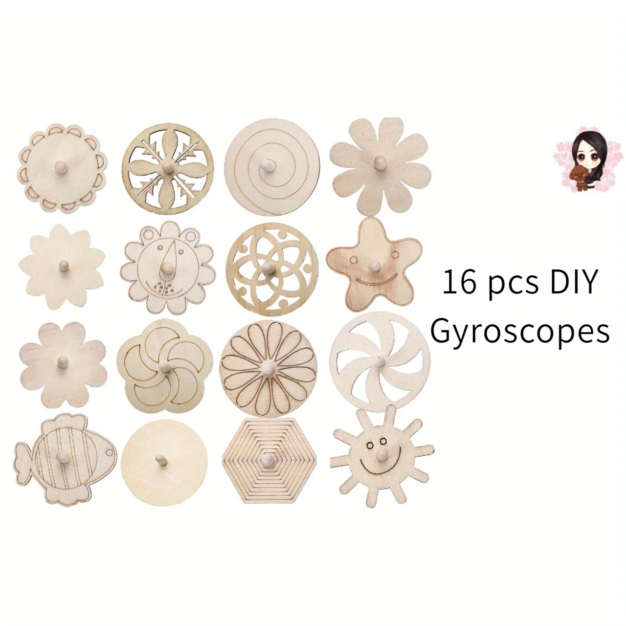 16pcs Wooden Spinning Top Craf - Art Craft Ideas For Kids recension och pris