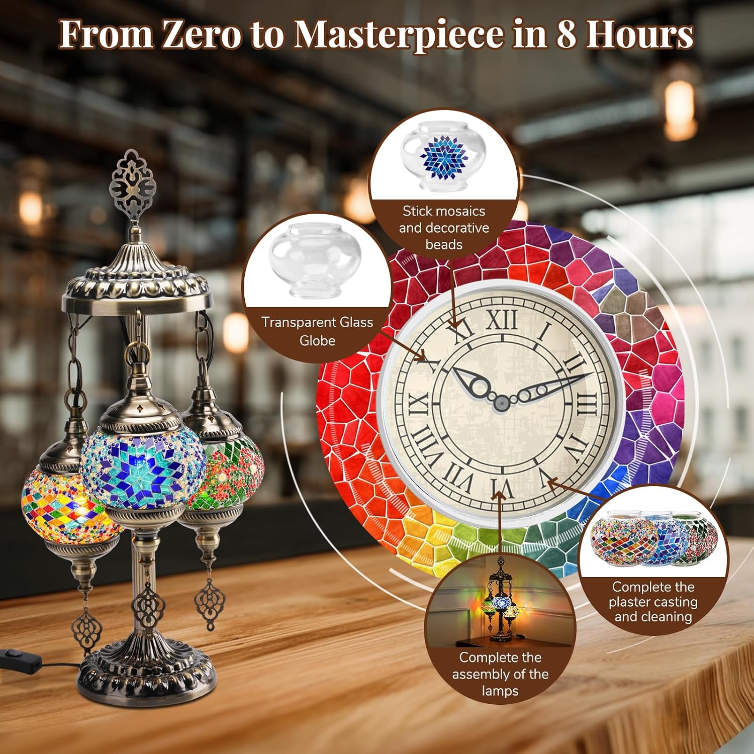 DIY 3 Globe Turkish Mosaic Lam - Art Craft Us recension och pris
