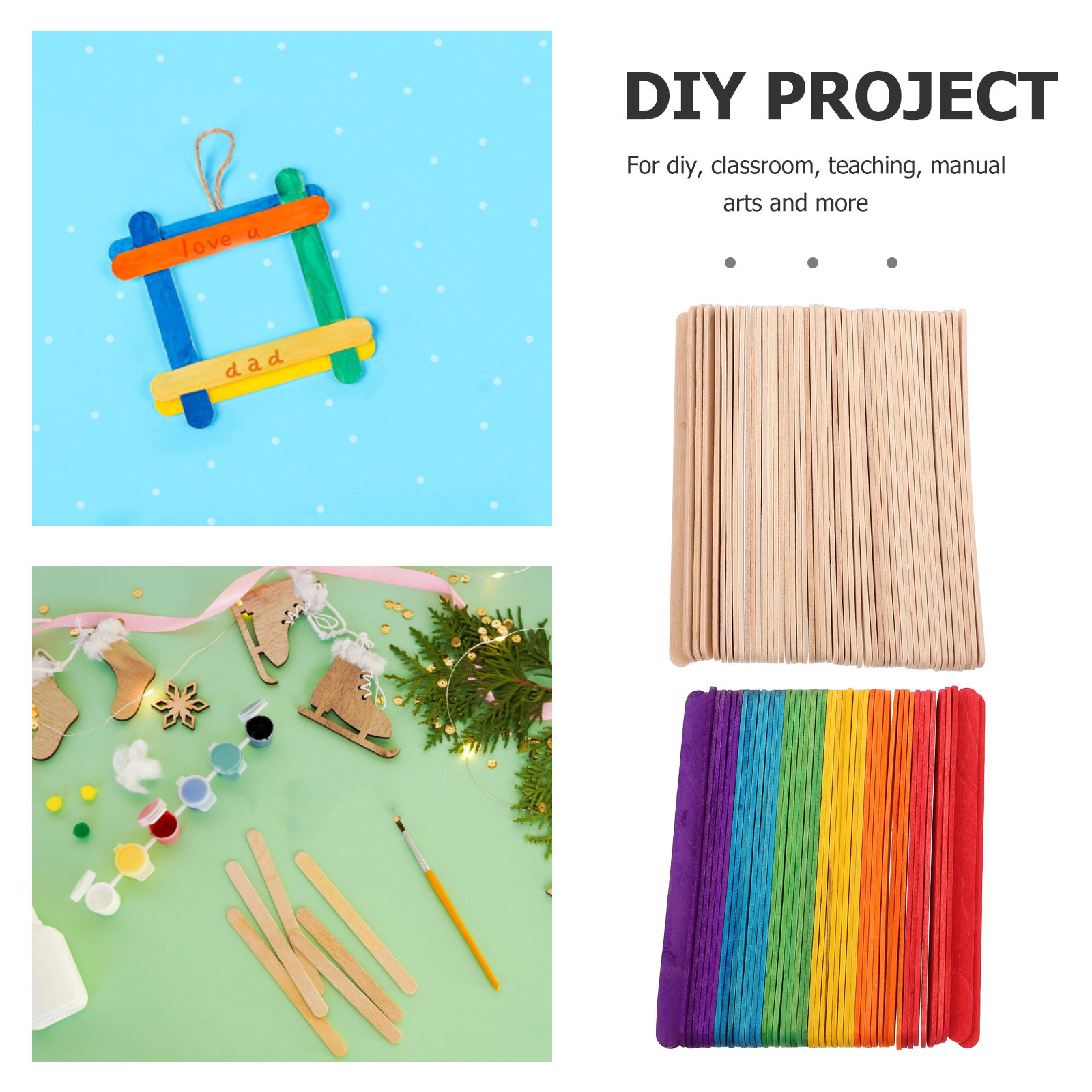 200Pcs Assorted Color Wooden I - Art Craft Jumbo recension och pris