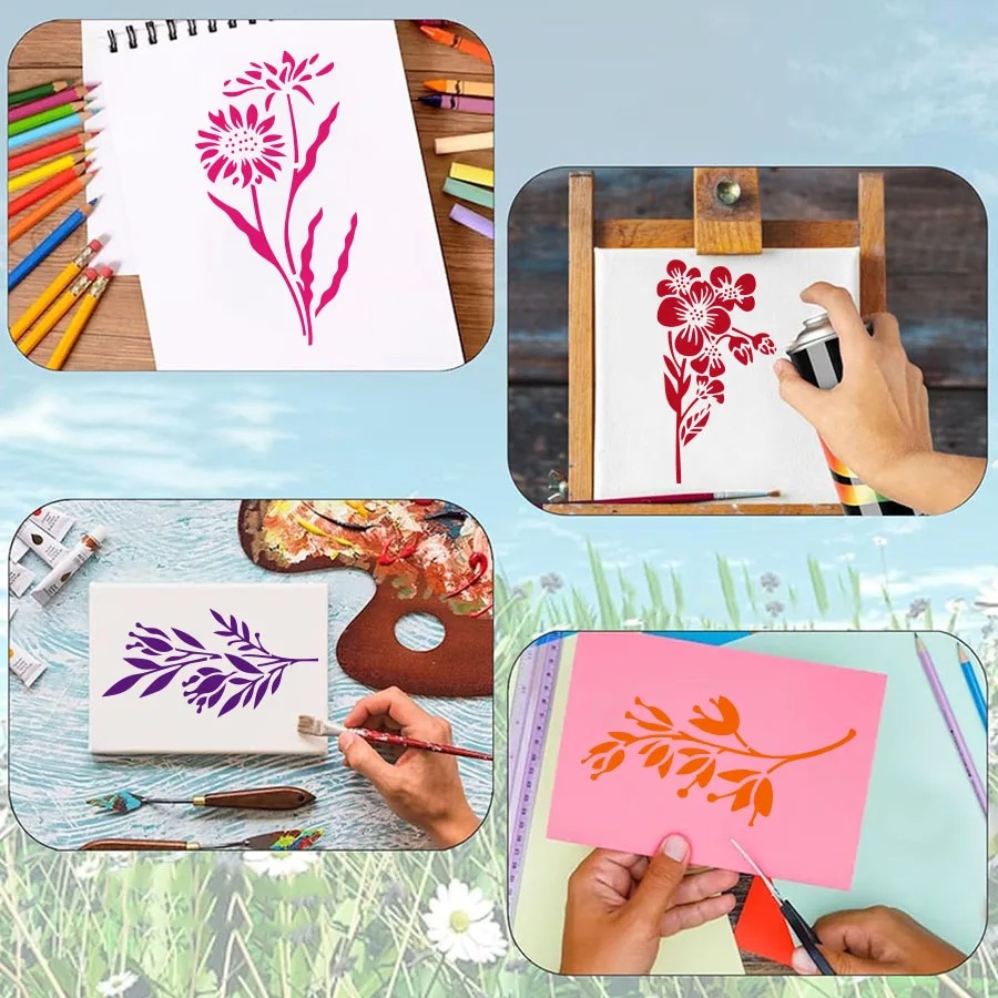 18 Pcs Flower Leaf Stencils Re - Art Craft With Leaves recension och pris