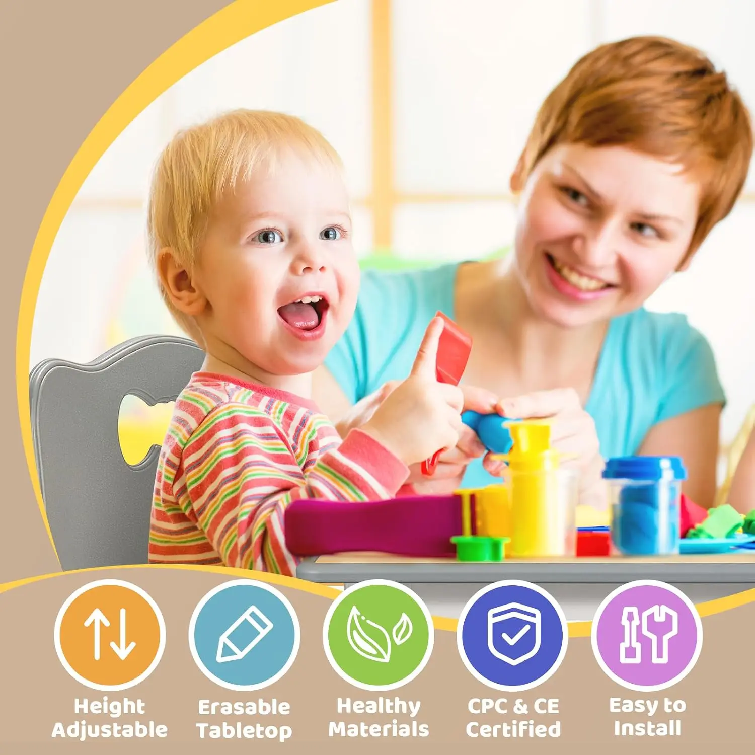 Kids Table and 4 Chairs Set fo - Art Craft Toddler recension och pris