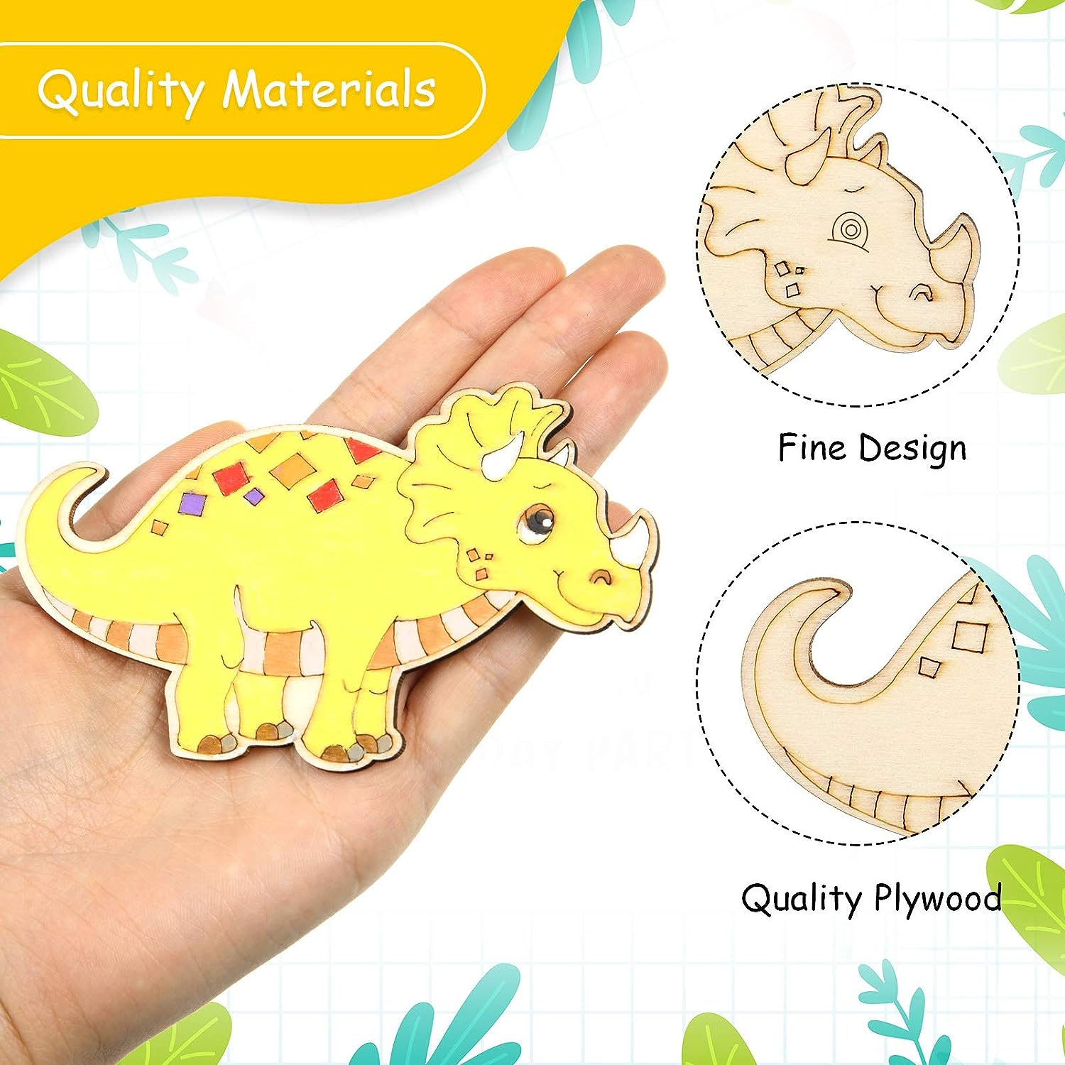 8/24 Pieces Unfinished Wooden  - Art Craft Dinosaurs recension och pris